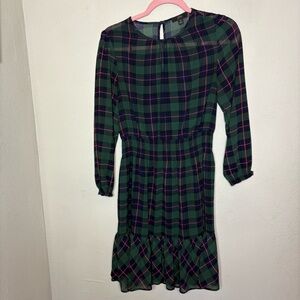 J. Crew Green and Blue Plaid Dress Size XS